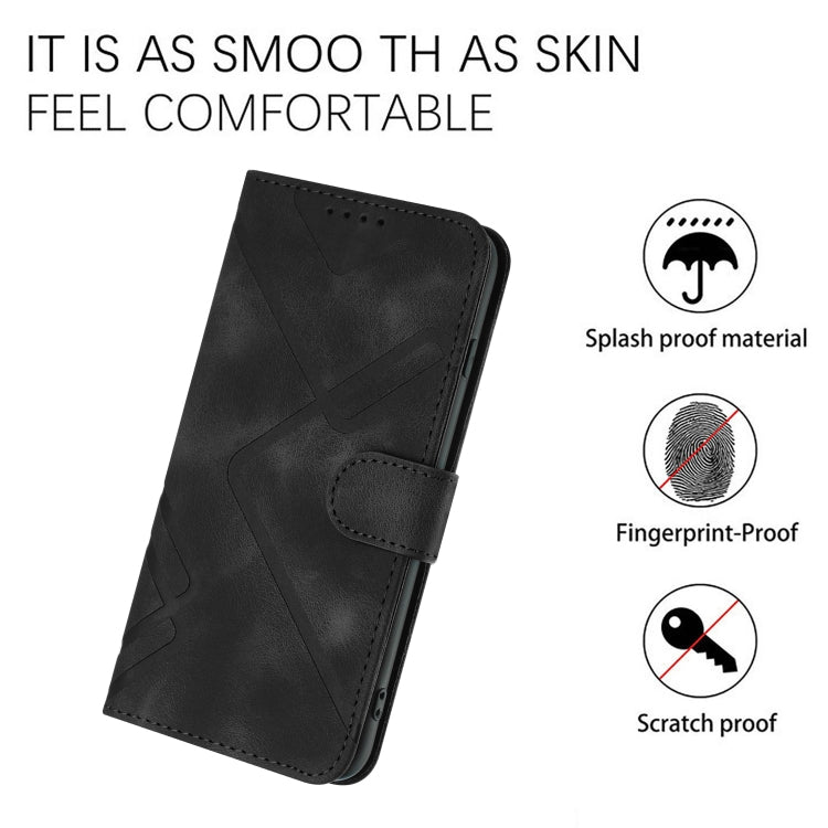 For Honor 70 Lite Line Pattern Skin Feel Leather Phone Case(Black) - Honor Cases by buy2fix | Online Shopping UK | buy2fix