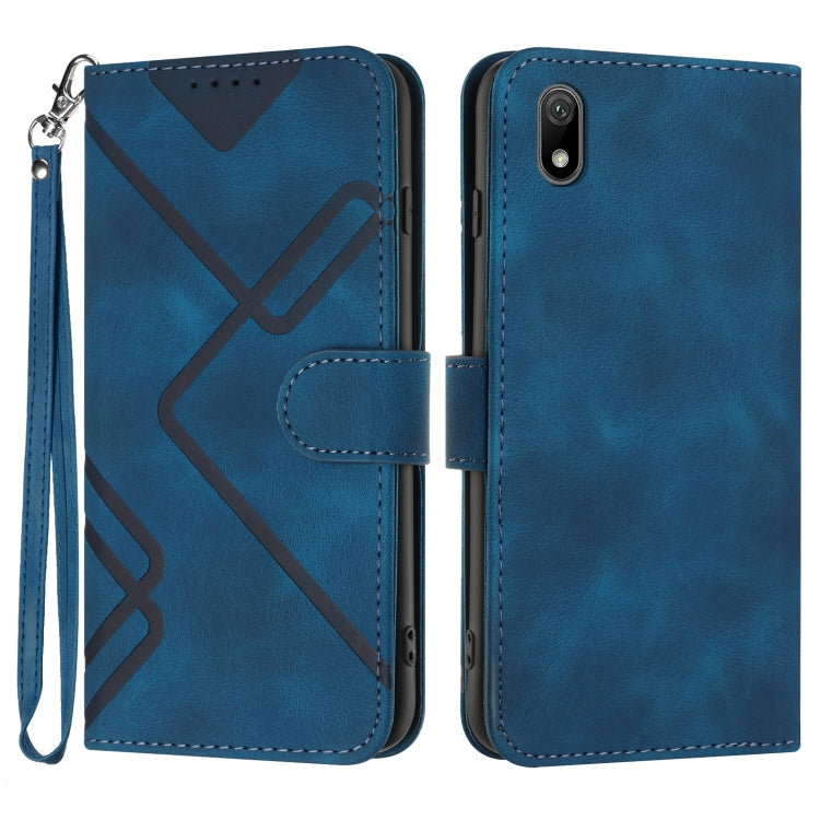 For Honor 8S Line Pattern Skin Feel Leather Phone Case(Royal Blue) - Honor Cases by buy2fix | Online Shopping UK | buy2fix