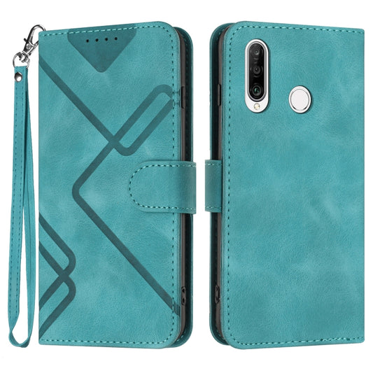 For Honor 20S Russia /20 lite Russia  Line Pattern Skin Feel Leather Phone Case(Light Blue) - Honor Cases by buy2fix | Online Shopping UK | buy2fix