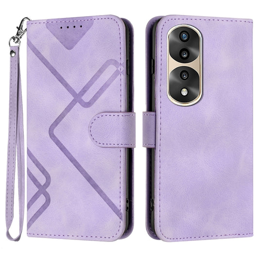 For Honor 70 Pro / 70 Pro+ Line Pattern Skin Feel Leather Phone Case(Light Purple) - Honor Cases by buy2fix | Online Shopping UK | buy2fix