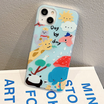 For iPhone 13 IMD Cute Animal Pattern Phone Case(Giraffe) - iPhone 13 Cases by buy2fix | Online Shopping UK | buy2fix