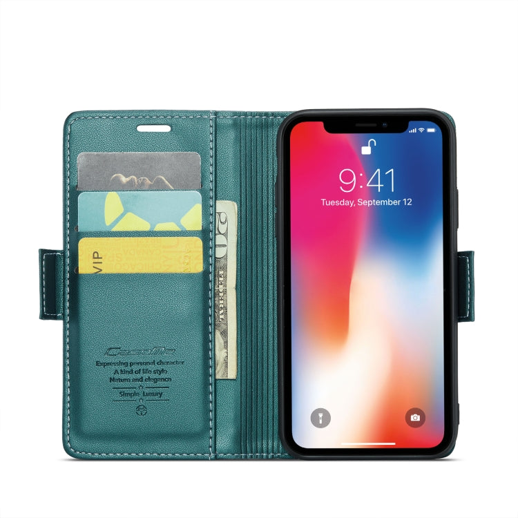 For iPhone XS CaseMe 023 Butterfly Buckle Litchi Texture RFID Anti-theft Leather Phone Case(Pearly Blue) - More iPhone Cases by CaseMe | Online Shopping UK | buy2fix