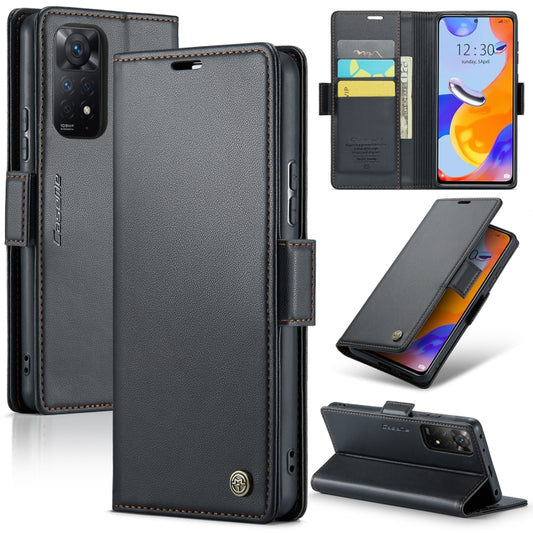 CaseMe 023 Butterfly Buckle Litchi Texture RFID Anti-theft Leather Phone Case For Xiaomi Redmi Note 11 Pro 5G Global/Redmi Note 11 Pro Global(Black) - Redmi Note 11 Pro Case by CaseMe | Online Shopping UK | buy2fix