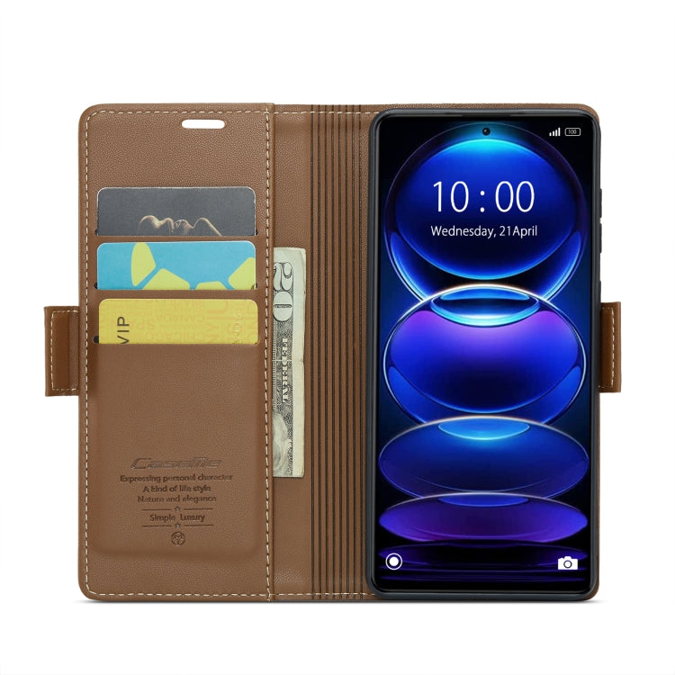 For Xiaomi Redmi Note 12 Pro+ 5G Global CaseMe 023 Butterfly Buckle Litchi Texture RFID Anti-theft Leather Phone Case(Brown) - Note 12 Pro+ Cases by CaseMe | Online Shopping UK | buy2fix