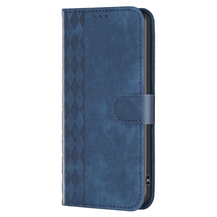 For Xiaomi 13 Plaid Embossed Leather Phone Case(Blue) - 13 Cases by buy2fix | Online Shopping UK | buy2fix