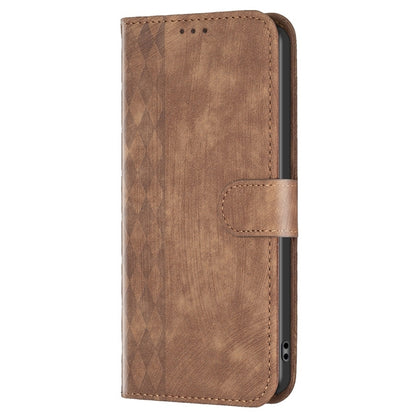 For Xiaomi 13 Lite 5G / Civi 2 Plaid Embossed Leather Phone Case(Brown) - 13 Lite Cases by buy2fix | Online Shopping UK | buy2fix
