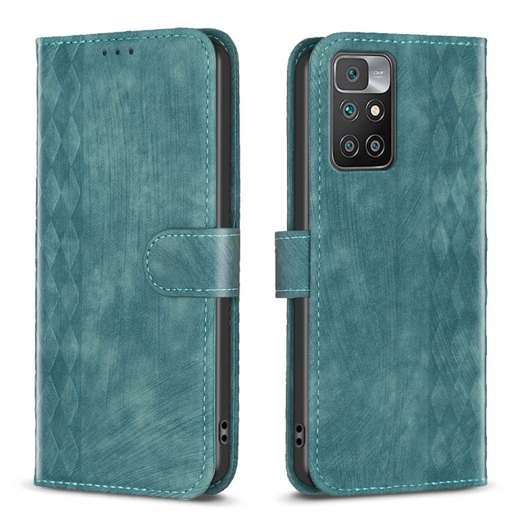 For Xiaomi Redmi 10 2022 Plaid Embossed Leather Phone Case(Green) - Xiaomi Cases by buy2fix | Online Shopping UK | buy2fix