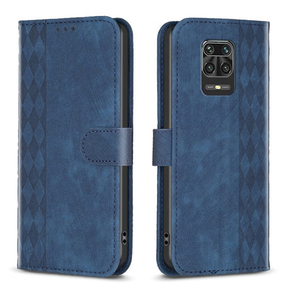 For Xiaomi Redmi Note 9 Pro Plaid Embossed Leather Phone Case(Blue) - Xiaomi Cases by buy2fix | Online Shopping UK | buy2fix