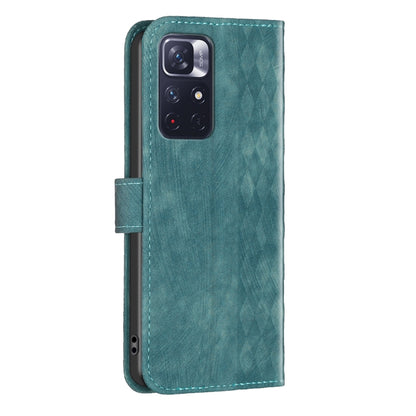 For Xiaomi Redmi Note 12S 4G / Note 11 Plaid Embossed Leather Phone Case(Green) - Xiaomi Cases by buy2fix | Online Shopping UK | buy2fix