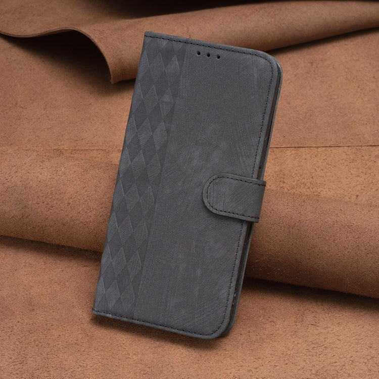 For Xiaomi Redmi 12 4G Plaid Embossed Leather Phone Case(Black) - Xiaomi Cases by buy2fix | Online Shopping UK | buy2fix