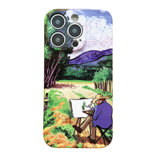 For iPhone 12 Pro Precise Hole Oil Painting Pattern PC Phone Case(Painting) - iPhone 12 / 12 Pro Cases by buy2fix | Online Shopping UK | buy2fix