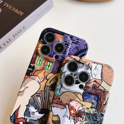 For iPhone 14 Pro Max Precise Hole Oil Painting Pattern PC Phone Case(Edifice) - iPhone 14 Pro Max Cases by buy2fix | Online Shopping UK | buy2fix