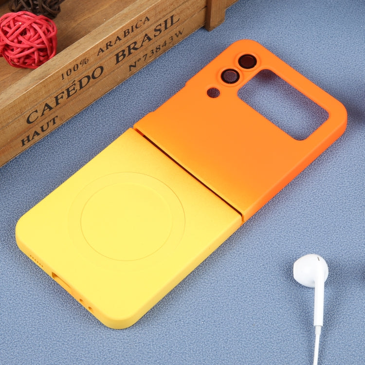 For Samsung Galaxy Z Flip4 Liquid TPU Silicone Gradient MagSafe Phone Case(Orange Yellow) - Galaxy Z Flip4 5G Cases by buy2fix | Online Shopping UK | buy2fix