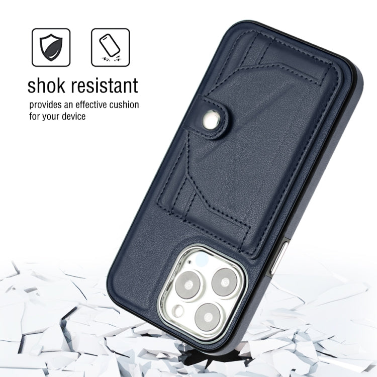 For iPhone 13 Pro Shockproof Leather Phone Case with Card Holder(Blue) - iPhone 13 Pro Cases by buy2fix | Online Shopping UK | buy2fix