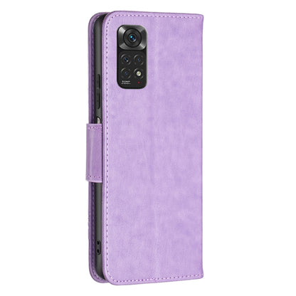 For Xiaomi Redmi Note 12S 4G / Note 11 Two Butterflies Embossing Leather Phone Case(Purple) - Xiaomi Cases by buy2fix | Online Shopping UK | buy2fix