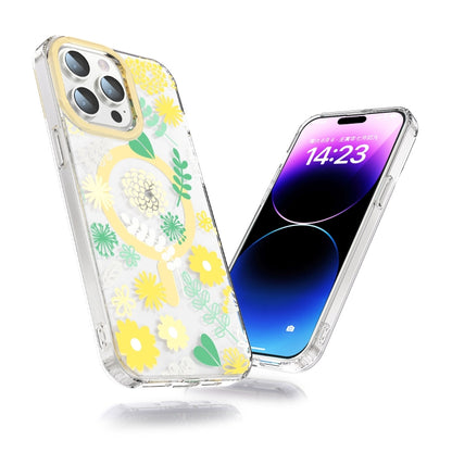 For iPhone 14 Pro Max MagSafe Magnetic TPU Phone Case(Yellow Chrysanthemum) - iPhone 14 Pro Max Cases by buy2fix | Online Shopping UK | buy2fix