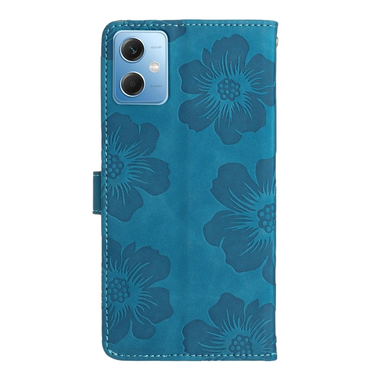 For Xiaomi Redmi Note 12 5G Flower Embossing Pattern Leather Phone Case(Blue) - Note 12 Cases by buy2fix | Online Shopping UK | buy2fix