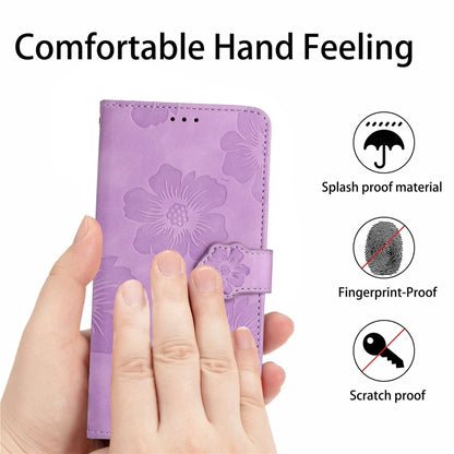 For Xiaomi Redmi Note 12 5G Flower Embossing Pattern Leather Phone Case(Purple) - Note 12 Cases by buy2fix | Online Shopping UK | buy2fix