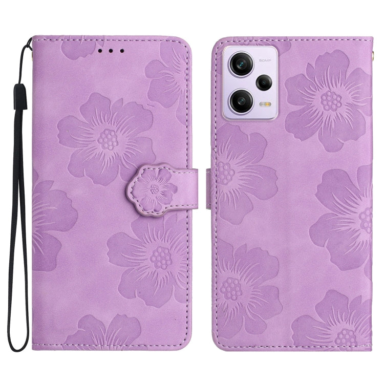 For Xiaomi Redmi Note 12 Pro 5G Flower Embossing Pattern Leather Phone Case(Purple) - Note 12 Pro Cases by buy2fix | Online Shopping UK | buy2fix