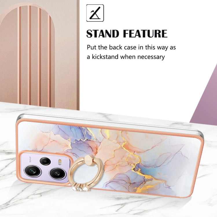 For Xiaomi Redmi Note 12 Pro 5G Global Electroplating IMD TPU Phone Case with Ring(White Marble) - Note 12 Pro Cases by buy2fix | Online Shopping UK | buy2fix