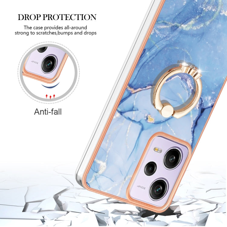 For Xiaomi Redmi Note 12 Pro 5G Global Electroplating Marble Dual-side IMD Phone Case with Ring(Blue 018) - Note 12 Pro Cases by buy2fix | Online Shopping UK | buy2fix