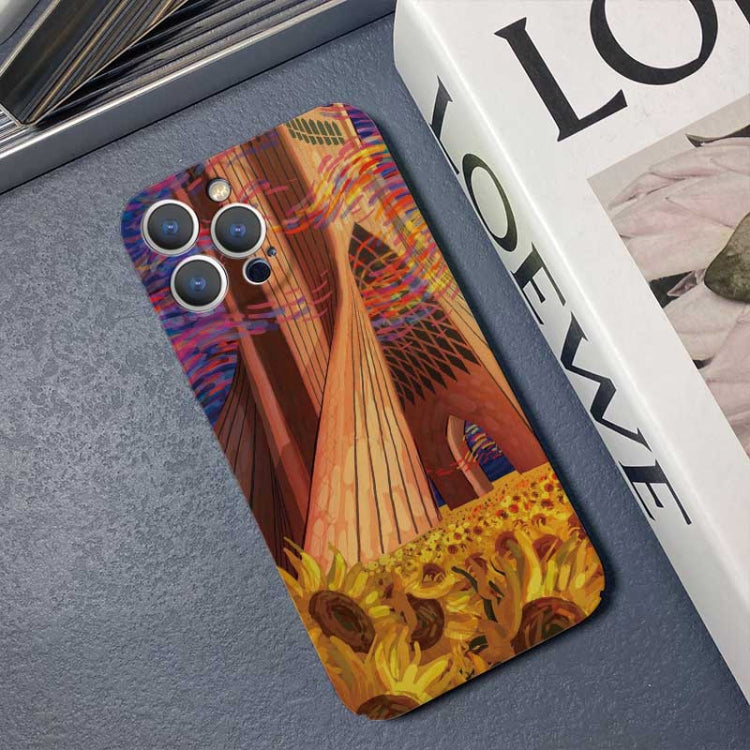 For iPhone 13 Precise Hole Oil Painting Pattern PC Phone Case(Architectural Painting) - iPhone 13 Cases by buy2fix | Online Shopping UK | buy2fix