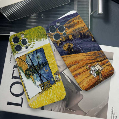 For iPhone 11 Precise Hole Oil Painting Pattern PC Phone Case(Handcart) - iPhone 11 Cases by buy2fix | Online Shopping UK | buy2fix