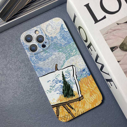 For iPhone X / XS Precise Hole Oil Painting Pattern PC Phone Case(Landscape Painting) - More iPhone Cases by buy2fix | Online Shopping UK | buy2fix