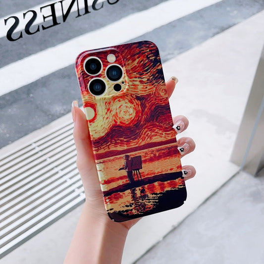 For iPhone 11 Precise Hole Oil Painting Pattern PC Phone Case(Sunset) - iPhone 11 Cases by buy2fix | Online Shopping UK | buy2fix