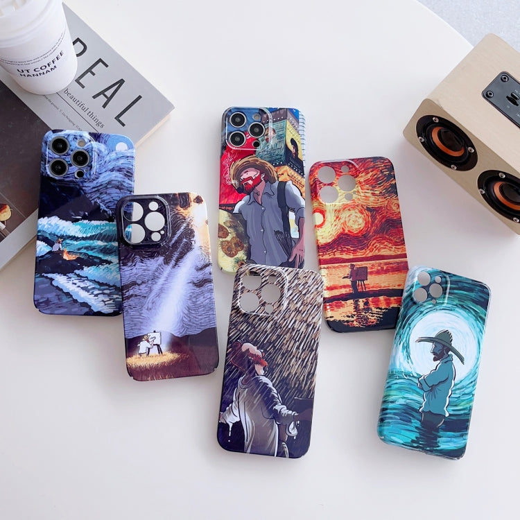 For iPhone 14 Pro Precise Hole Oil Painting Pattern PC Phone Case(Sea Wave) - iPhone 14 Pro Cases by buy2fix | Online Shopping UK | buy2fix