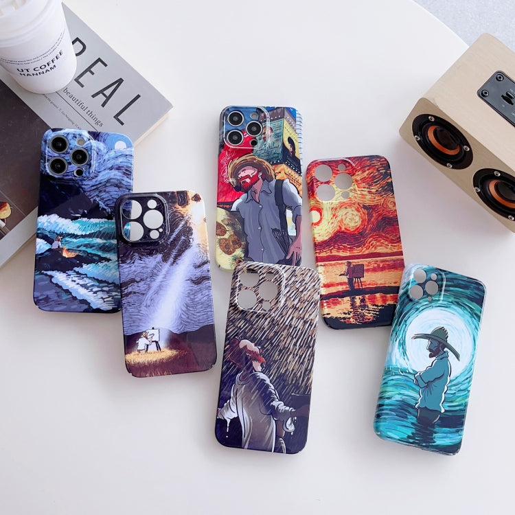 For iPhone 11 Pro Precise Hole Oil Painting Pattern PC Phone Case(Rain) - iPhone 11 Pro Cases by buy2fix | Online Shopping UK | buy2fix