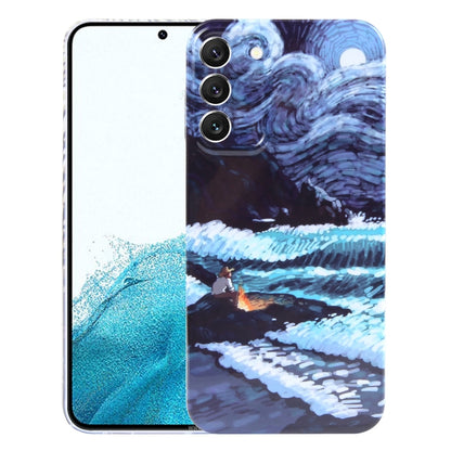 For Samsung Galaxy S22 5G Precise Hole Oil Painting Pattern PC Phone Case(Sea Wave) - Galaxy S22 5G Cases by buy2fix | Online Shopping UK | buy2fix