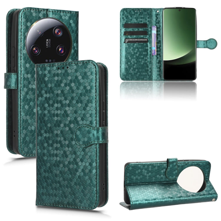 For Xiaomi 13 Ultra Honeycomb Dot Texture Leather Phone Case(Green) - 13 Ultra Cases by buy2fix | Online Shopping UK | buy2fix