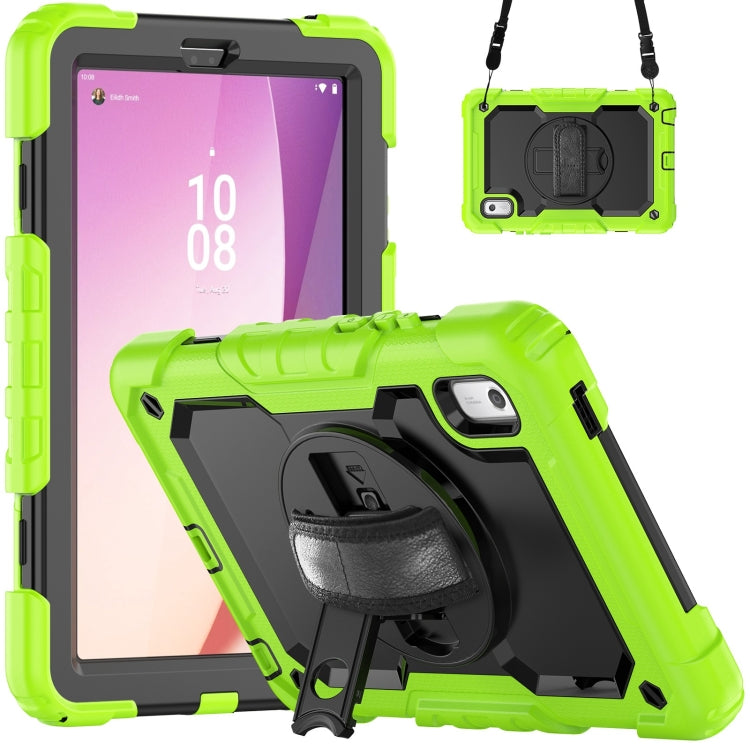 For Lenovo Tab M9 Silicone Hybrid PC Tablet Case with Shoulder Strap(Yellow Green) - For Lenovo by buy2fix | Online Shopping UK | buy2fix