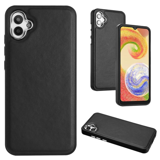 For Samsung Galaxy A04E / F04 / M04 Leather Texture Full Coverage Phone Case(Black) - Galaxy Phone Cases by buy2fix | Online Shopping UK | buy2fix