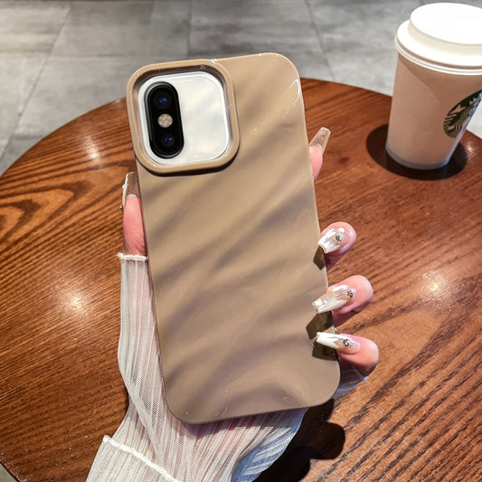 For iPhone X / XS Solid Color Wave Texture TPU Phone Case(Brown) - More iPhone Cases by buy2fix | Online Shopping UK | buy2fix