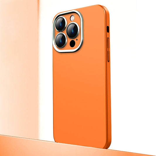 For iPhone 12 Pro Max Frosted Metal Material Phone Case with Lens Protection(Orange) - iPhone 12 Pro Max Cases by buy2fix | Online Shopping UK | buy2fix