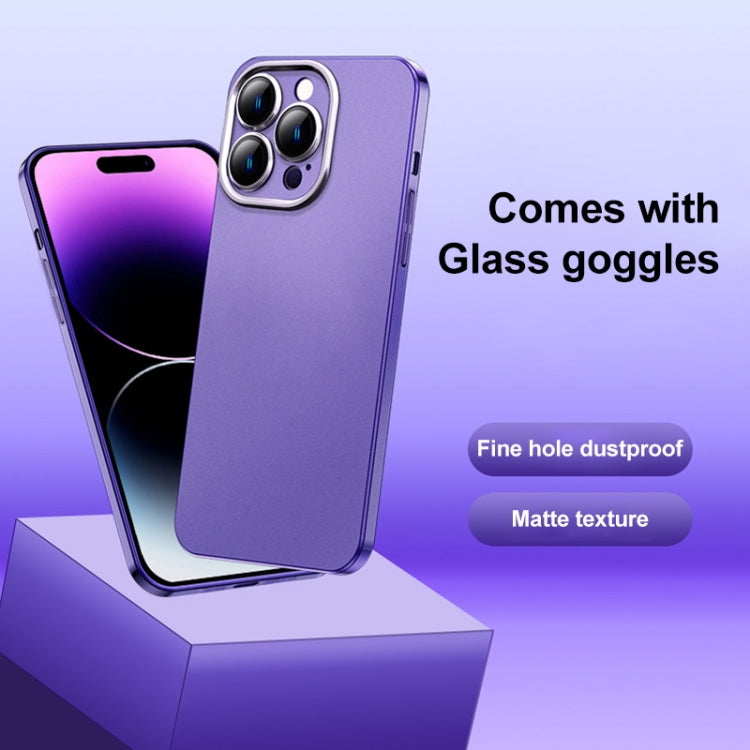 For iPhone 14 Pro Frosted Metal Material Phone Case with Lens Protection(Purple) - iPhone 14 Pro Cases by buy2fix | Online Shopping UK | buy2fix