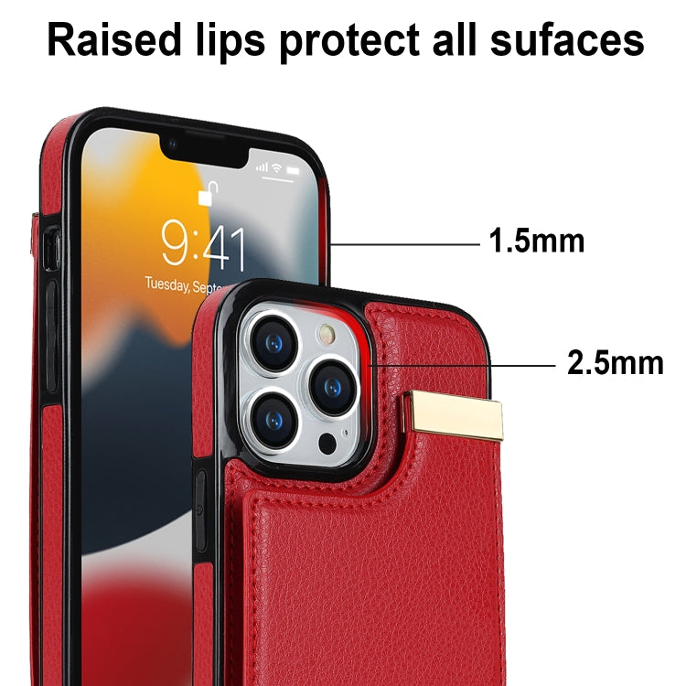 For iPhone 14 Pro Metal Buckle Card Slots Phone Case(Red) - iPhone 14 Pro Cases by buy2fix | Online Shopping UK | buy2fix