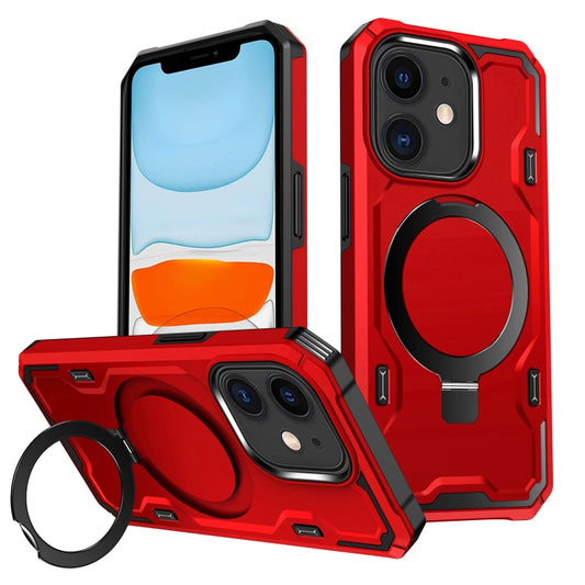 For iPhone 11 Patronus MagSafe Magnetic Holder Phone Case(Red) - iPhone 11 Cases by buy2fix | Online Shopping UK | buy2fix