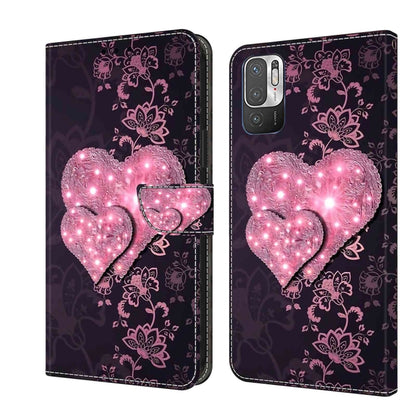 For Xiaomi Redmi Note 10 5G Crystal 3D Shockproof Protective Leather Phone Case(Lace Love) - Xiaomi Cases by buy2fix | Online Shopping UK | buy2fix