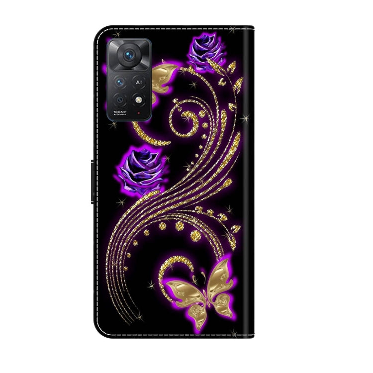 For Xiaomi Redmi Note 11 Pro 5G / 4G Global Crystal 3D Shockproof Protective Leather Phone Case(Purple Flower Butterfly) - Xiaomi Cases by buy2fix | Online Shopping UK | buy2fix