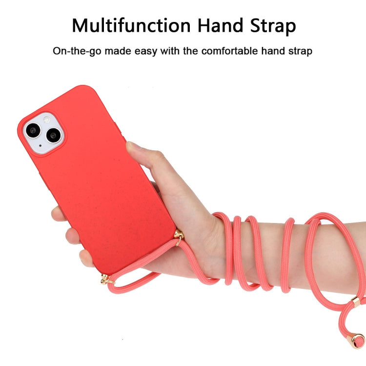 For iPhone 15 Plus Wheat Straw Material + TPU Phone Case with Lanyard(Red) - iPhone 15 Plus Cases by buy2fix | Online Shopping UK | buy2fix
