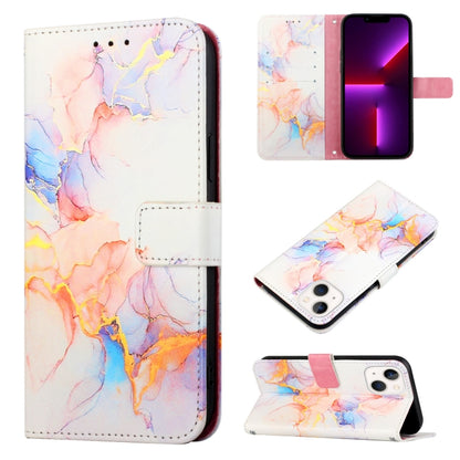 For iPhone 15 PT003 Marble Pattern Flip Leather Phone Case(Galaxy Marble White) - More iPhone Cases by buy2fix | Online Shopping UK | buy2fix