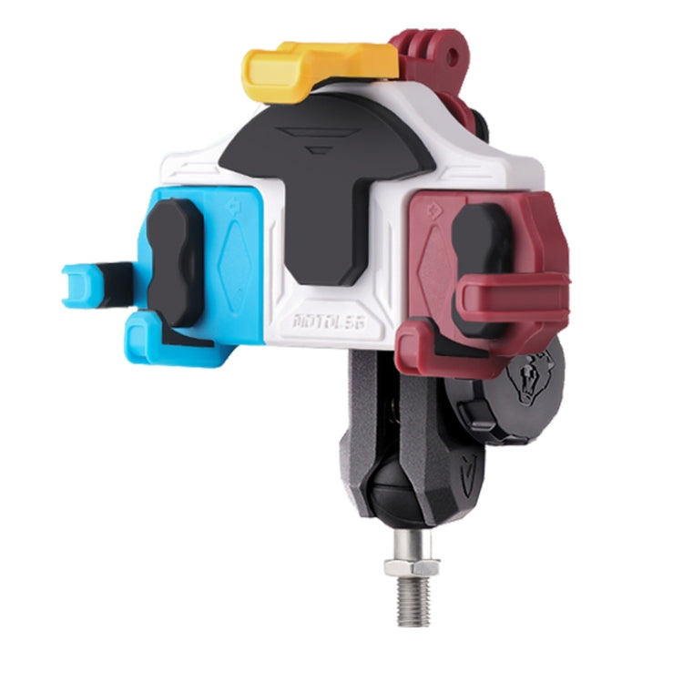 MOTOSLG Crab Motorcycle Phone Clamp Bracket M10 Ballhead Mount with Anti-theft Lock(Blue White Red) - Holder by MOTOLSG | Online Shopping UK | buy2fix