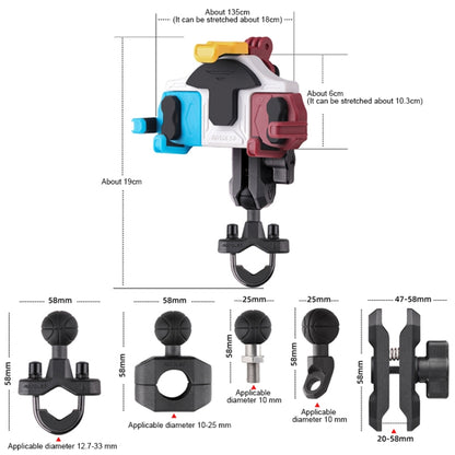 MOTOSLG Crab Motorcycle Phone Clamp Bracket U-Type Headbar Mount with Anti-theft Lock(Blue White Red) - Holder by MOTOLSG | Online Shopping UK | buy2fix