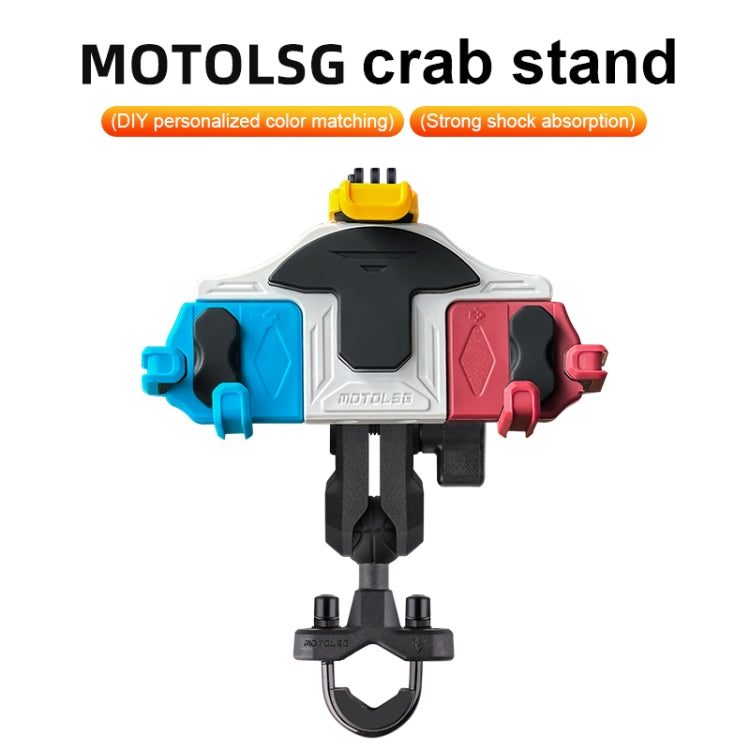 MOTOSLG Crab Motorcycle Phone Clamp Bracket M10 Ballhead Mount with Anti-theft Lock(Yellow Blue White) - Holder by MOTOLSG | Online Shopping UK | buy2fix