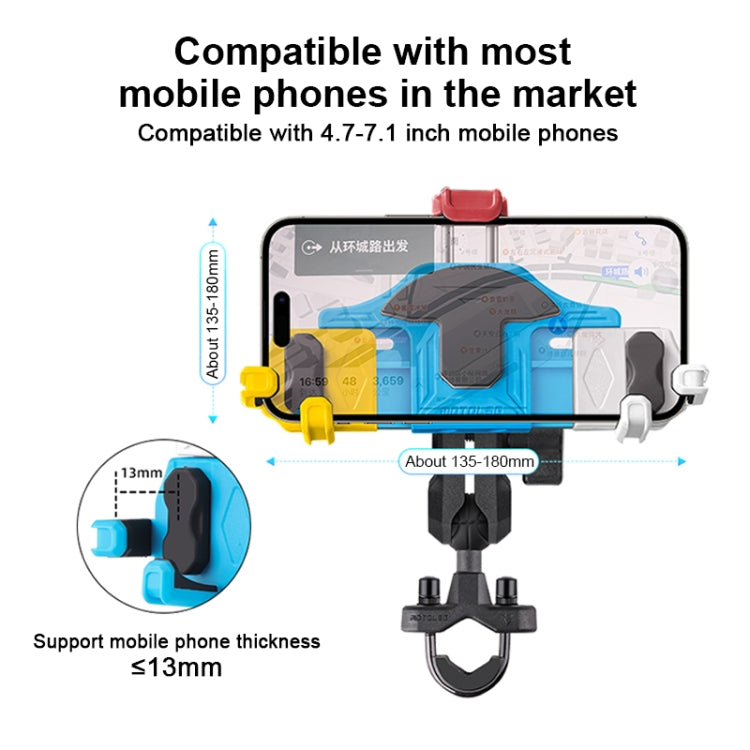 MOTOSLG Crab Motorcycle Phone Clamp Bracket M10 Ballhead Mount with Anti-theft Lock(Blue White Red) - Holder by MOTOLSG | Online Shopping UK | buy2fix