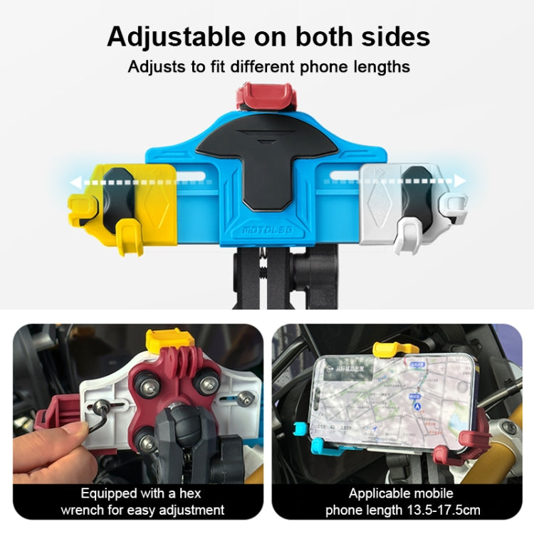 MOTOSLG Crab Motorcycle Phone Clamp Bracket U-Type Headbar Mount with Anti-theft Lock(Blue White Red) - Holder by MOTOLSG | Online Shopping UK | buy2fix