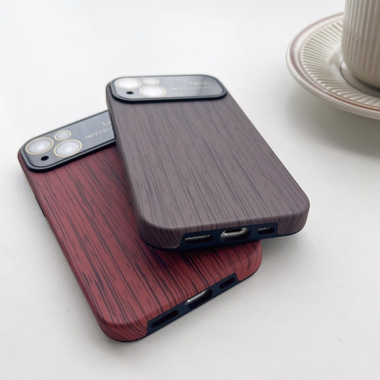 For iPhone 14 Wood Grain TPU Phone Case with Lens Film(Grey) - iPhone 14 Cases by buy2fix | Online Shopping UK | buy2fix